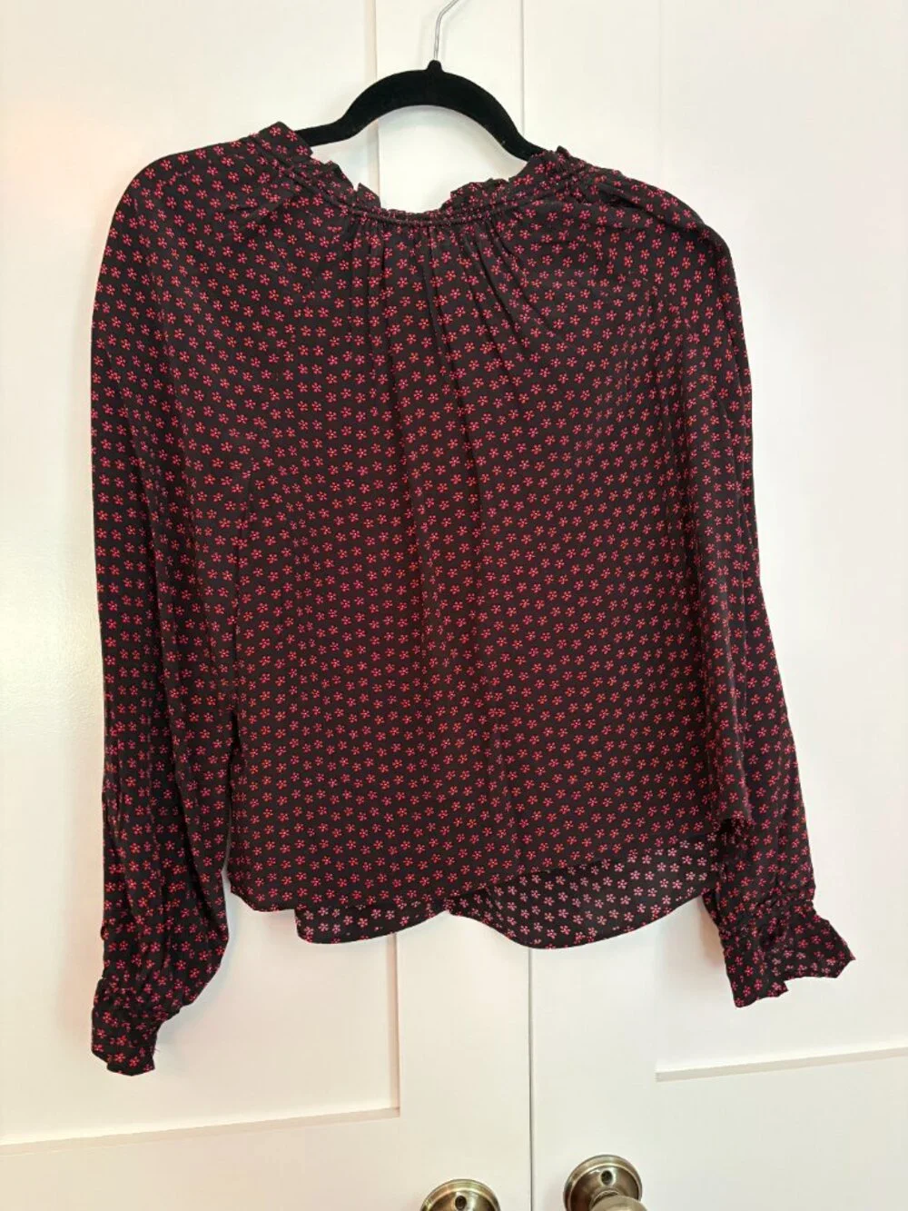 J. Crew popover top in ditsy floral crepe de chine